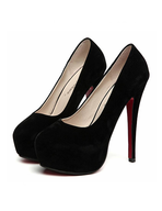surplus black suede red bottom heels