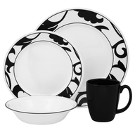 salvage black white dishes set