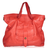 red leather bag pallets